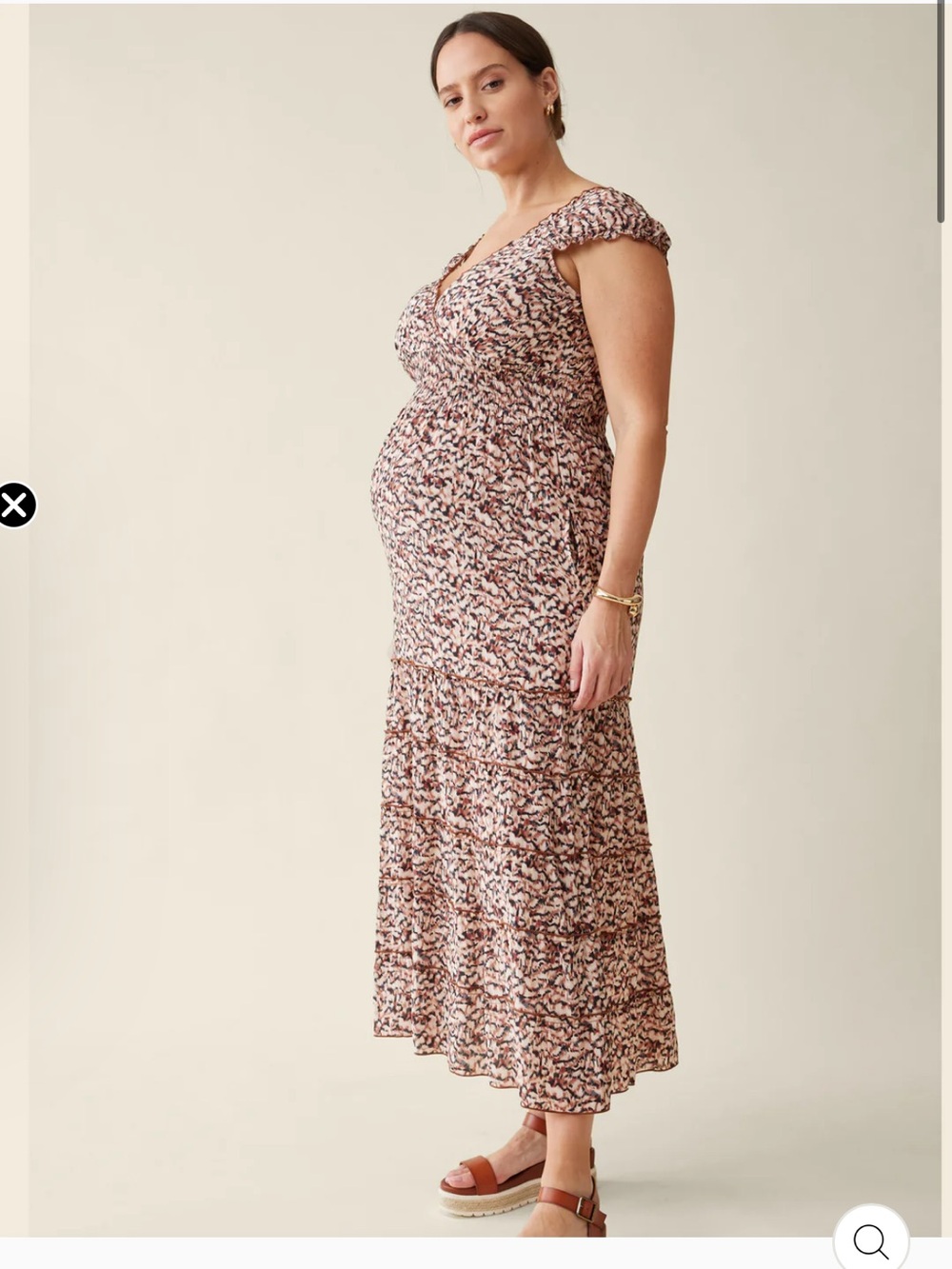 Ingrid & Isabel Tiered Cap Sleeve Maternity Nursing Maxi Dress